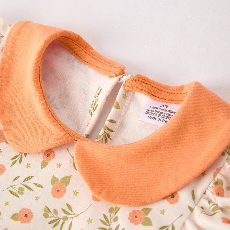 Pumpkin Applique Long Sleeves Floral Pant Set