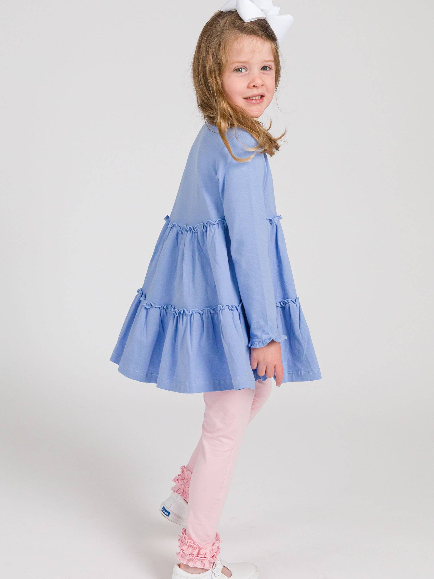 Girls Pink Classic Ruffle Leggings