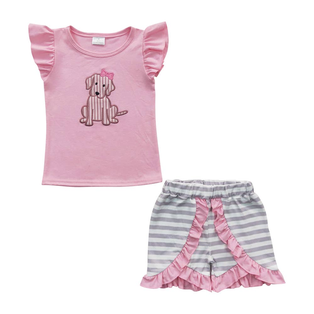 Dog Ruffle Shorts Set