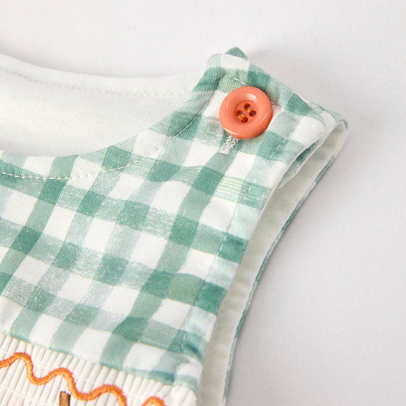 Green Plaid Halloween Pumpkin Romper