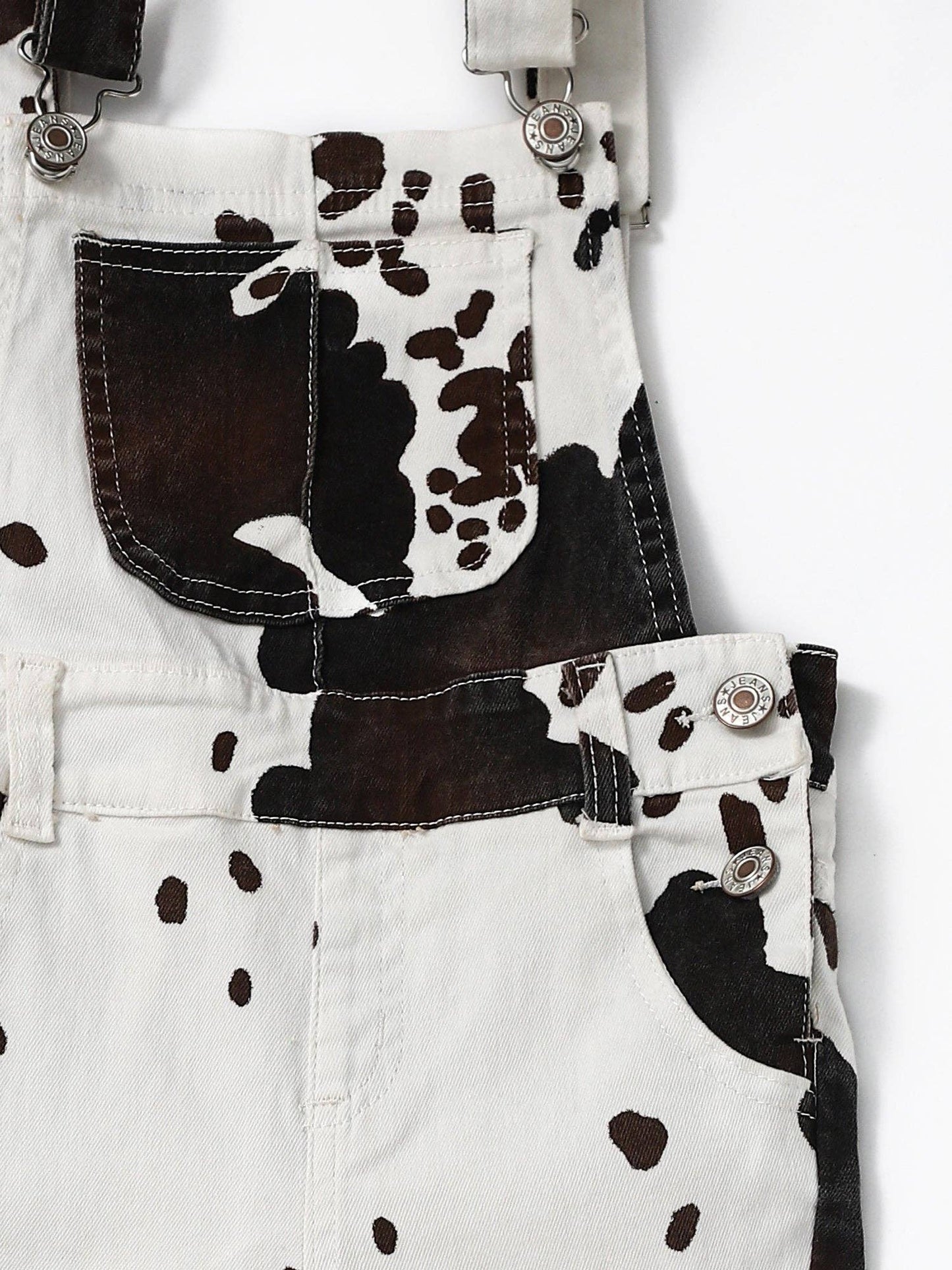 Cow Print Denim Overalls