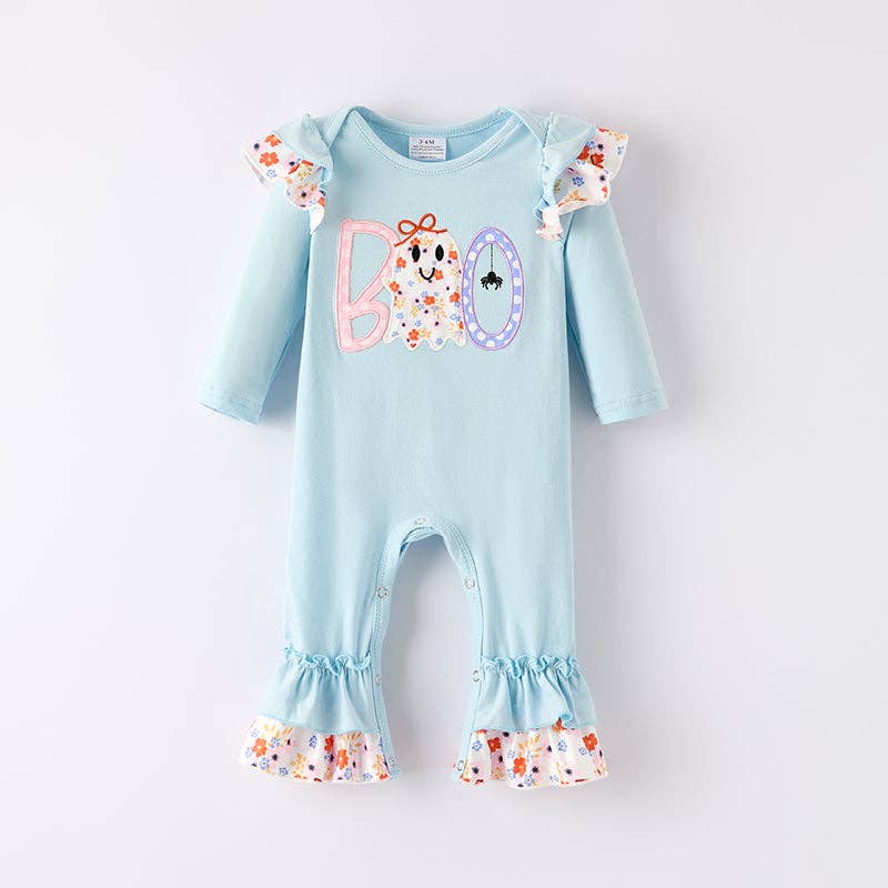 Boo Applique Blue Romper