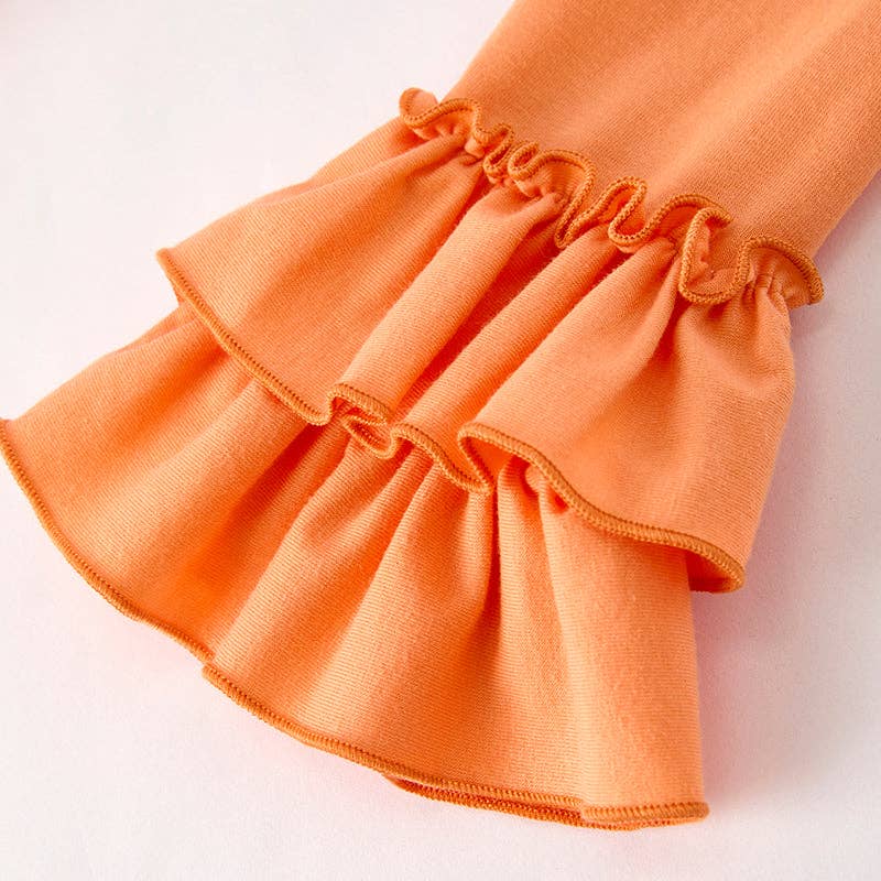 Pumpkin Applique Long Sleeves Floral Pant Set