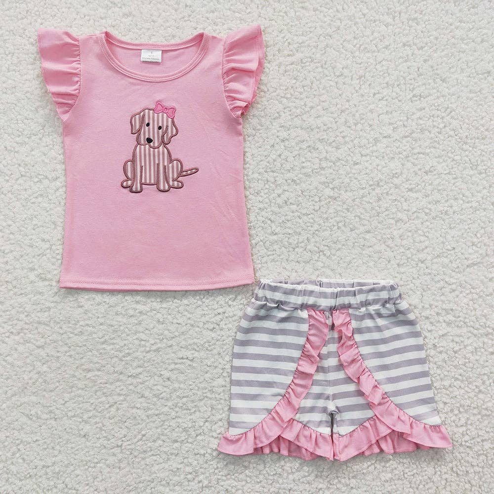 Dog Ruffle Shorts Set