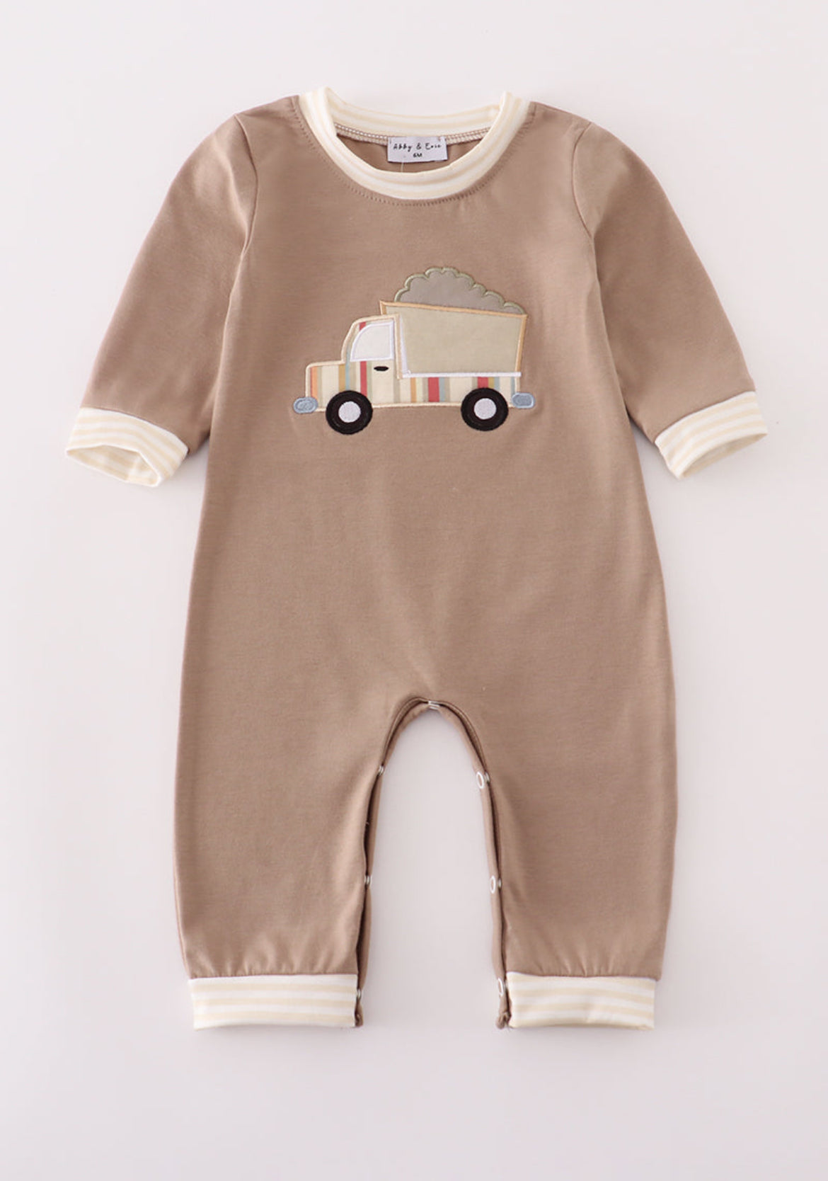 Khaki Truck appliqué Romper