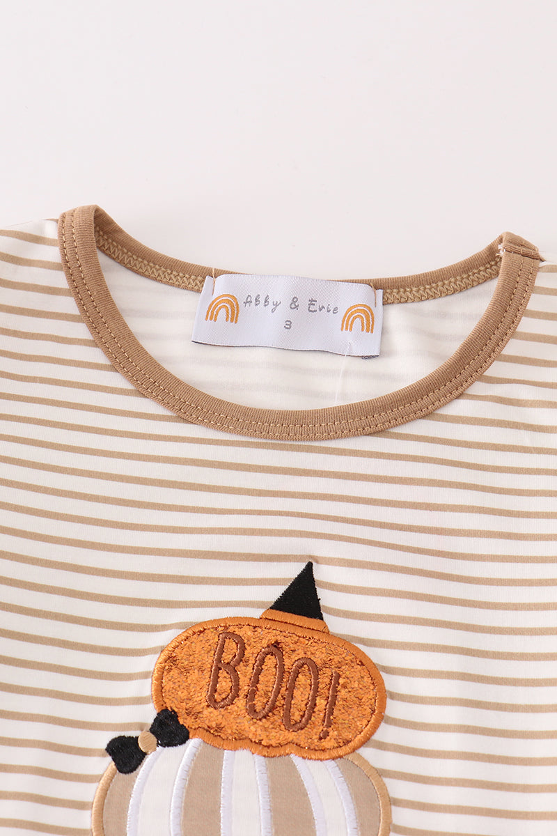 Khaki stripe glitter pumpkin set