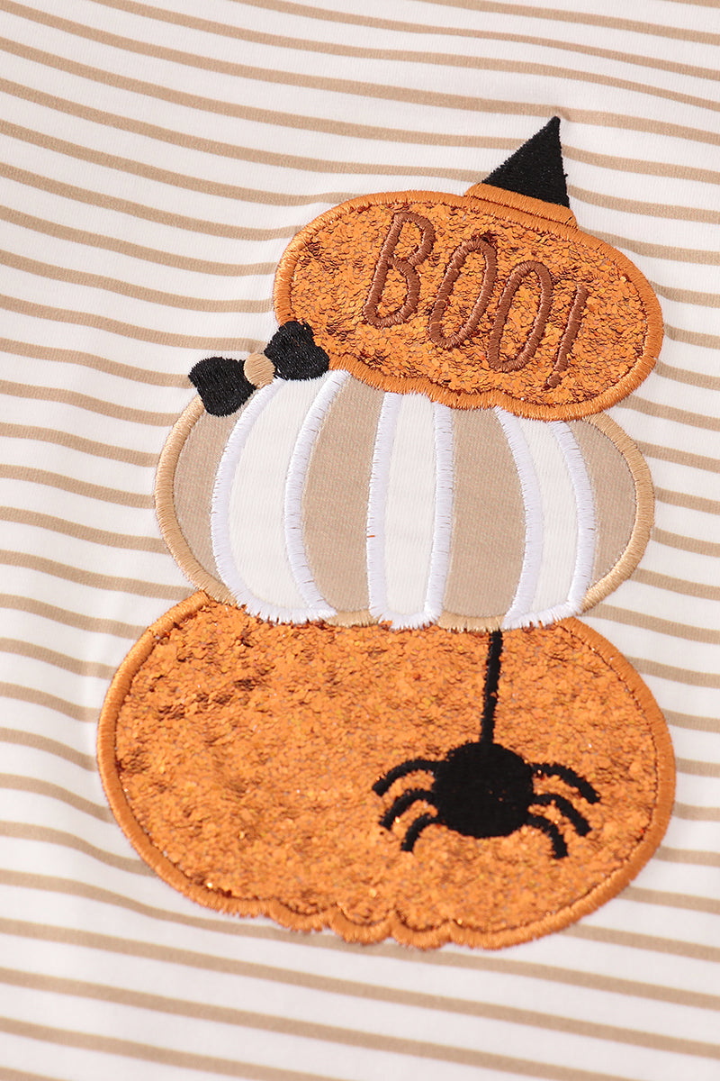 Khaki stripe glitter pumpkin set