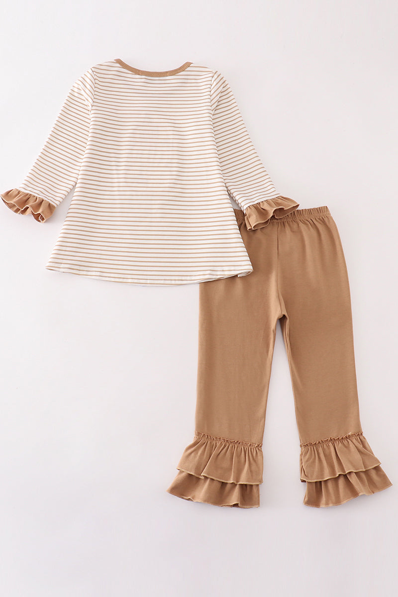 Khaki stripe glitter pumpkin set