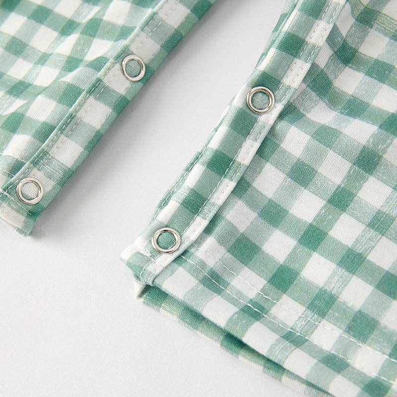 Green Plaid Halloween Pumpkin Romper
