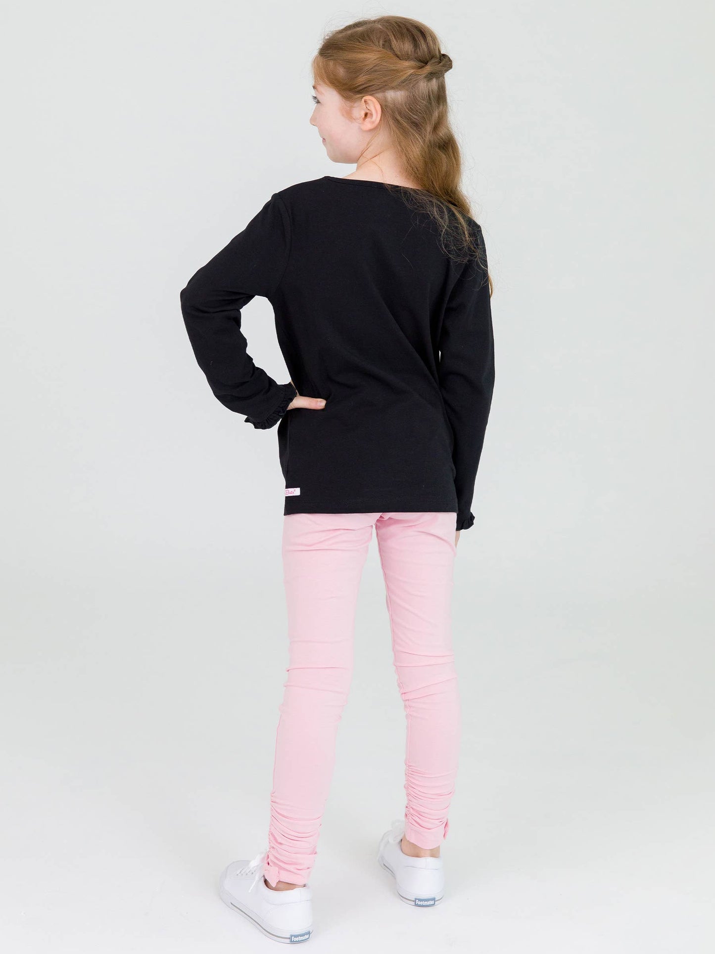 Girls Pink Ruched Bow Leggings