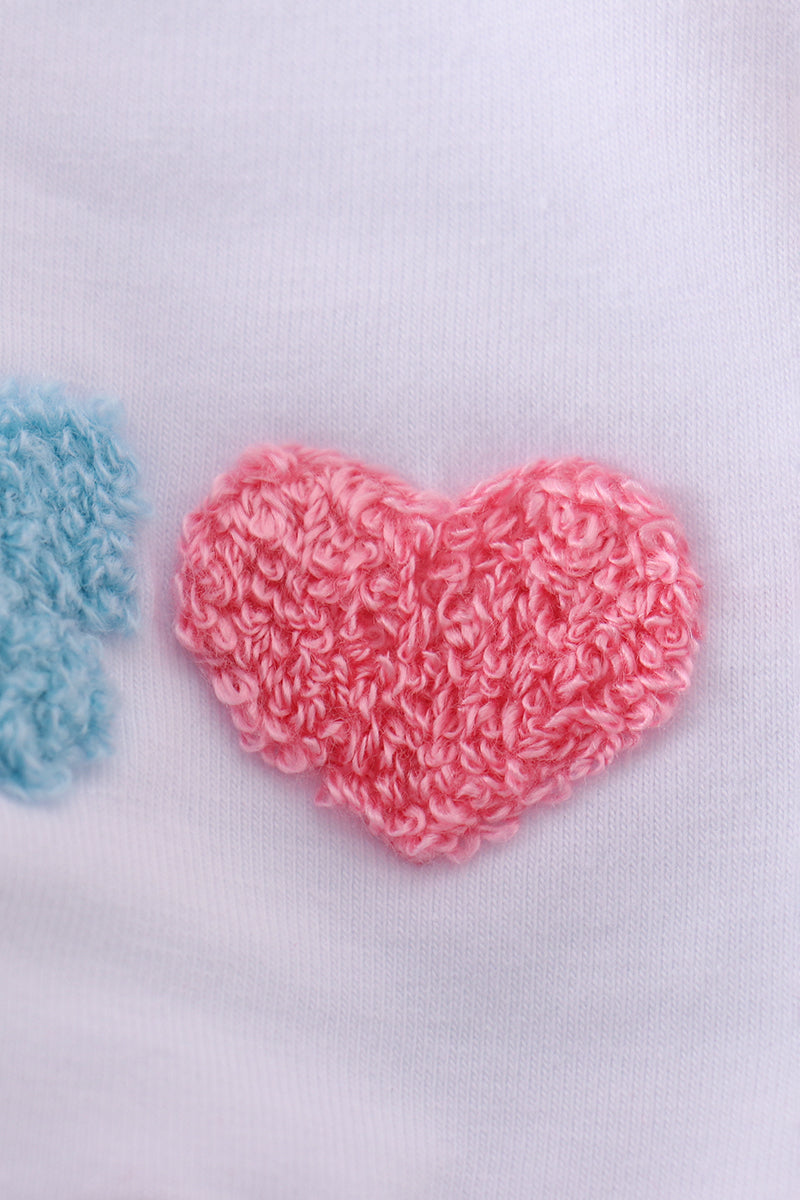 Blue bear embroidery ruffle romper