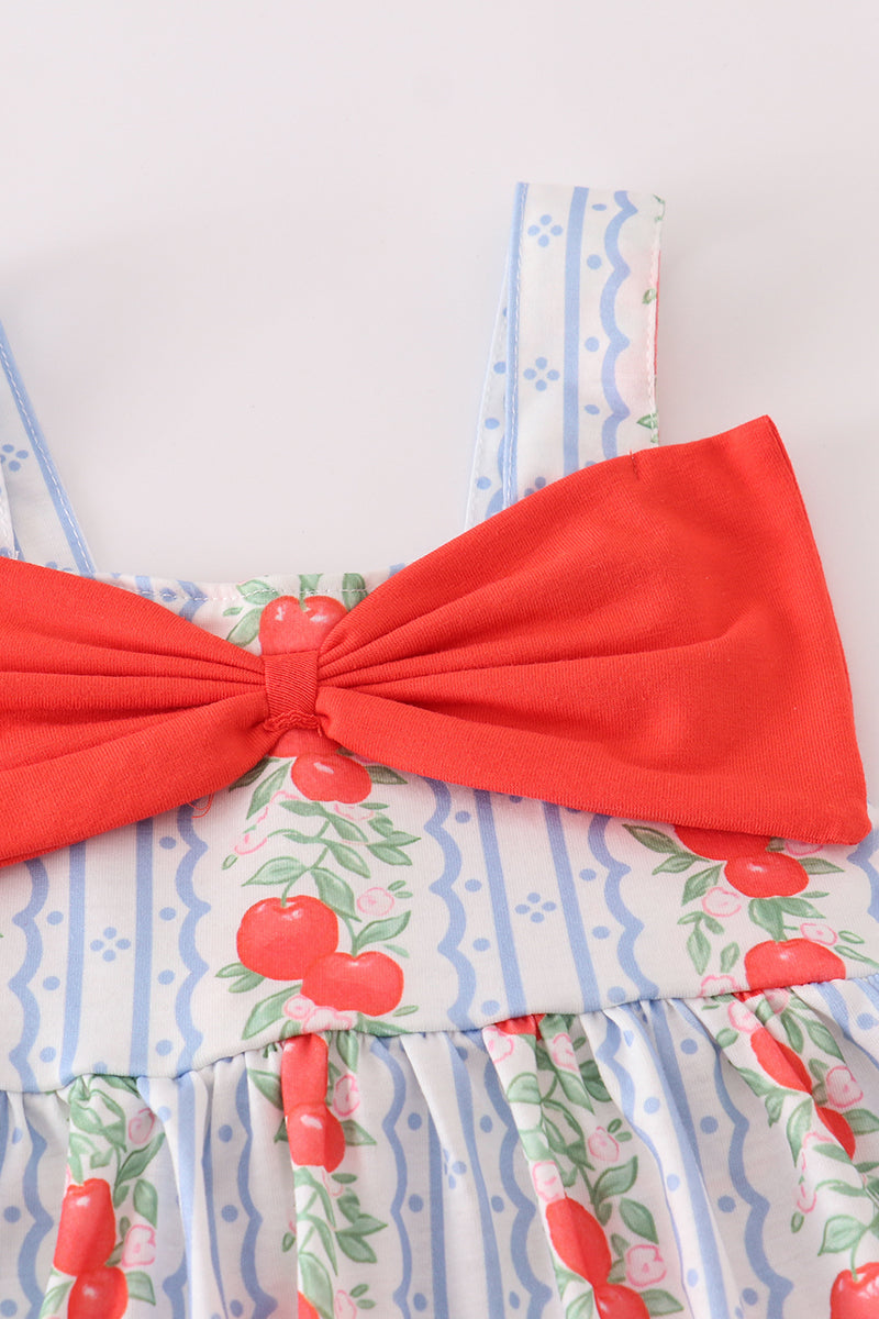 Apple print bow bloomer set