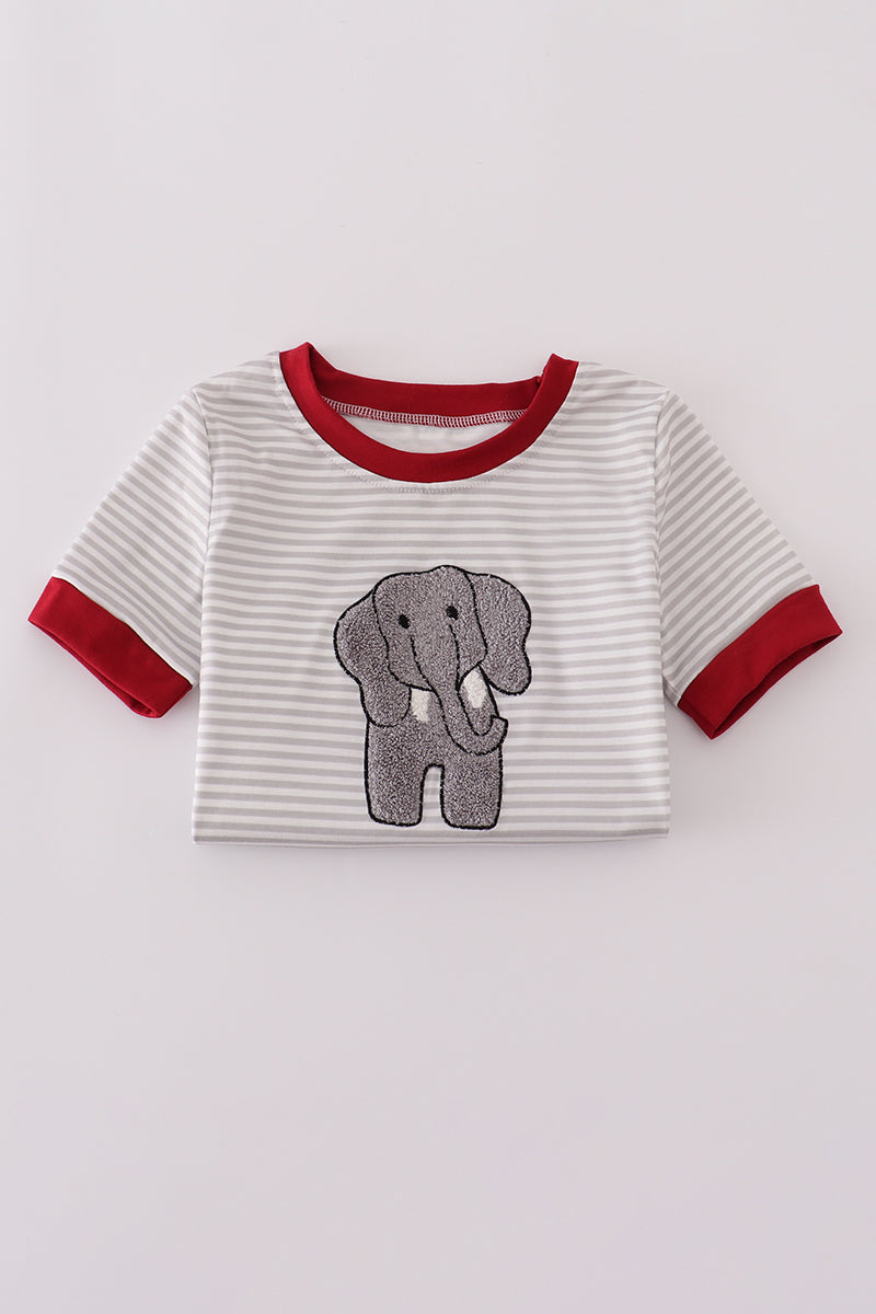 Alabama polka dot elephant french knot stripe top
