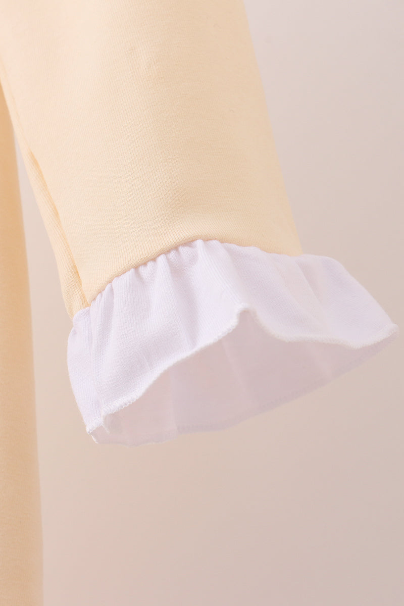 Beige turkey embroidery ruffle dress