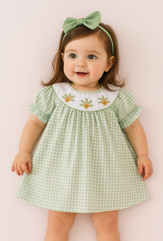Sage Gingham Turkey Dress