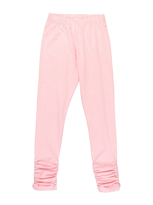 Girls Pink Ruched Bow Leggings