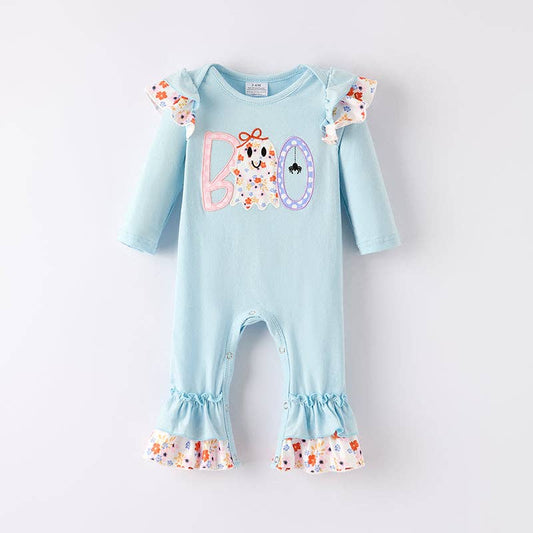 Boo Applique Blue Romper