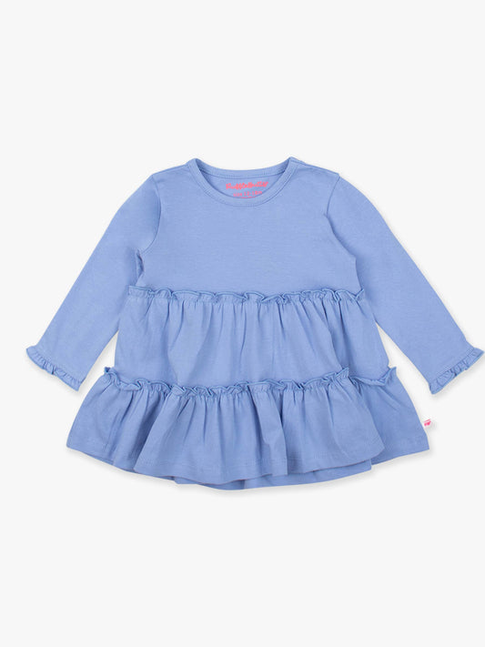 Girls Periwinkle Blue Knit Ruffle Tiered Tunic Top
