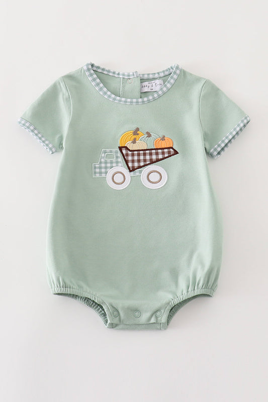 Pumpkin Truck Boy Bubble Romper