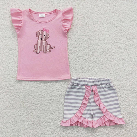 Dog Ruffle Shorts Set