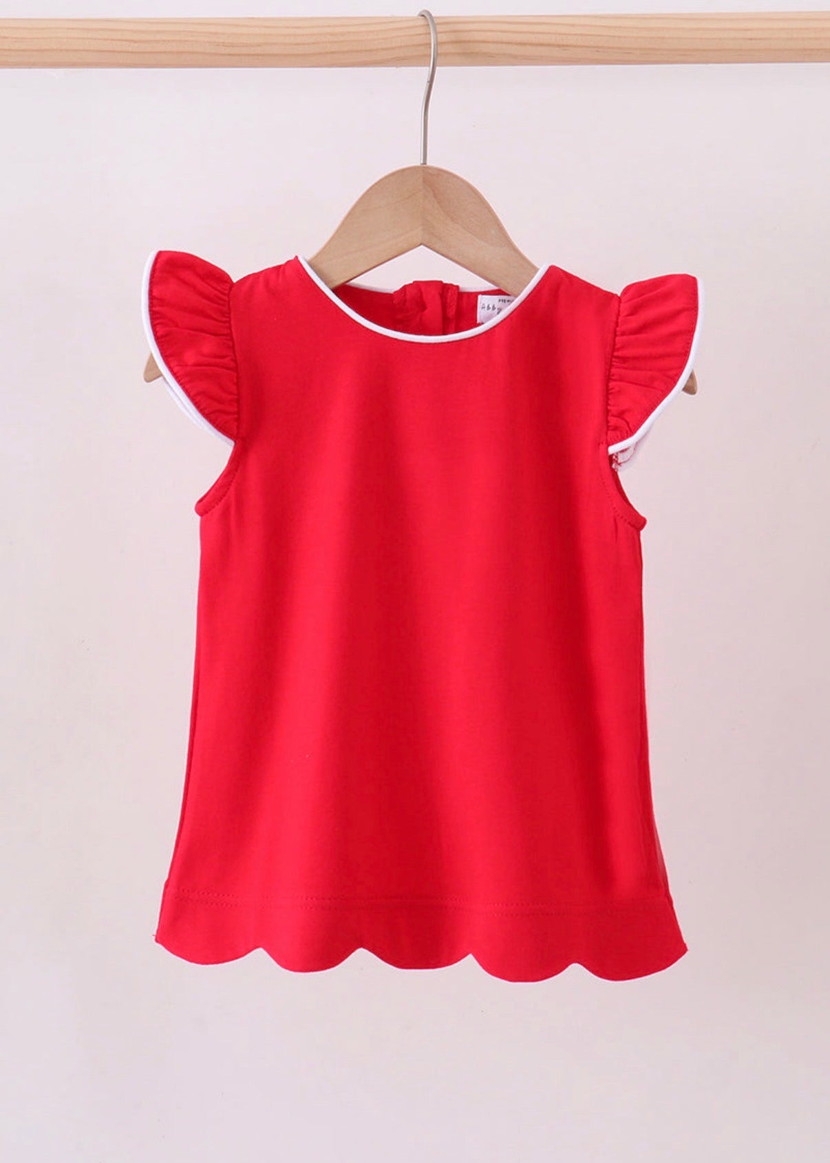 Red scalloped skort set