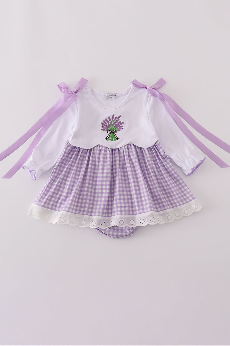 Lavender ribbon lace embroidery gingham bubble
